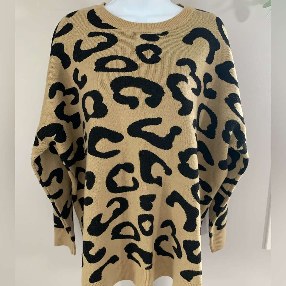 Mud Pie Animal Print Sweater - Black and Tan